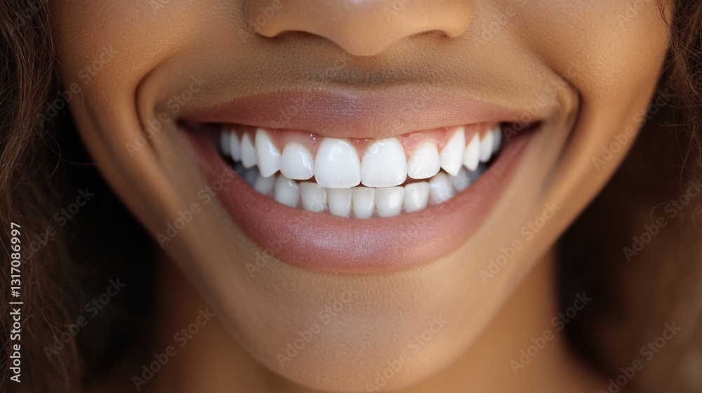 Fototapeta premium Close-Up of Woman's Lips and white teeth