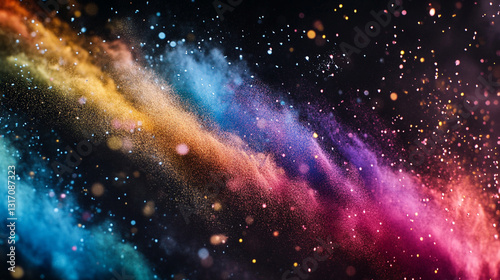 Vibrant Colorful Powder Explosion on Black Background
