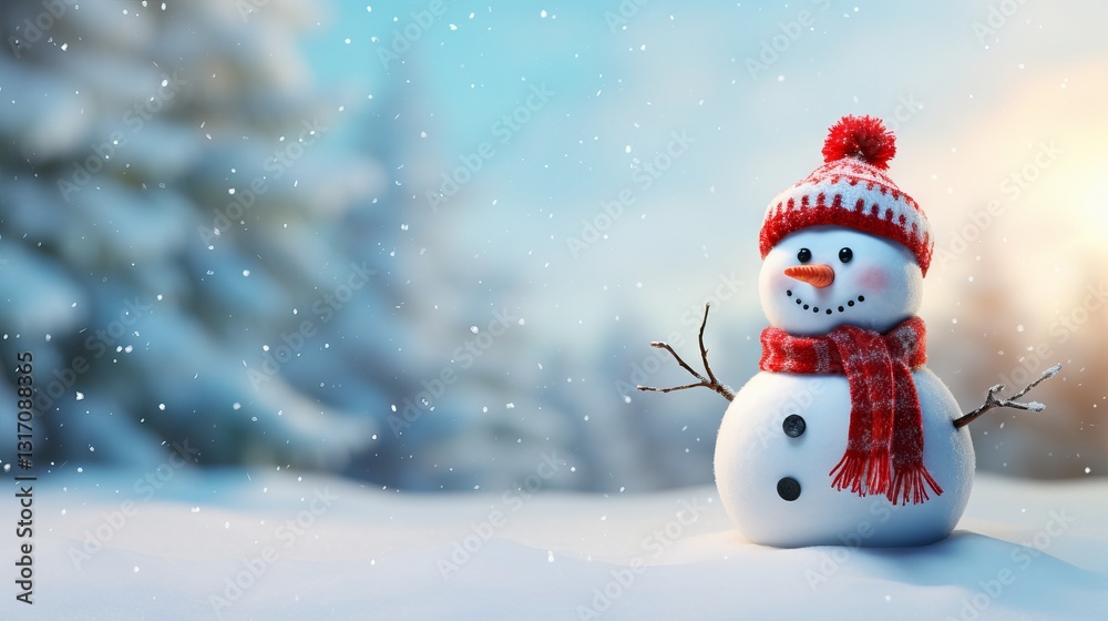 Festive Snowman Background Image for Creative Holiday Content with Ample Space Festive Snowman Background Image for Creative Holiday Content with Ample Space