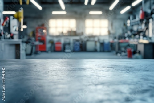 Wallpaper Mural Concrete Surface in Industrial Workshop with Tools and Equipment Blurred Background Torontodigital.ca