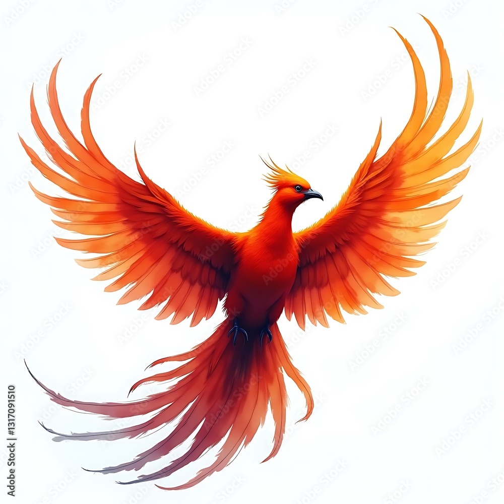 Fototapeta premium Majestic Phoenix in Flight: A Symbol of Rebirth and Renewal
