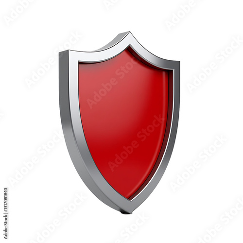 Free Download A Bold Red Shield Promising Unwavering Protection, A Symbol Of Steadfast Security And Resilience, Rendered In Gleaming Chrome With A Three-dimensional Effect Isolated on Transparent Background - GFXLoad