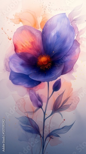 Wallpaper Mural Gentle Watercolor Flower with Gold Splash Abstract Background Torontodigital.ca