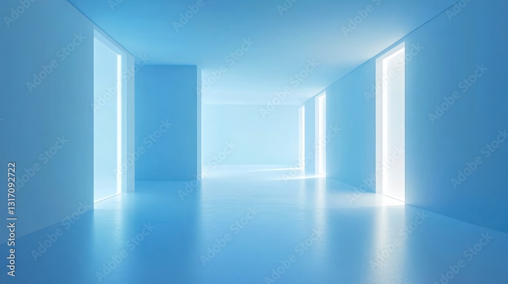 Empty Blue Corridor with Light Empty Blue Corridor with Light