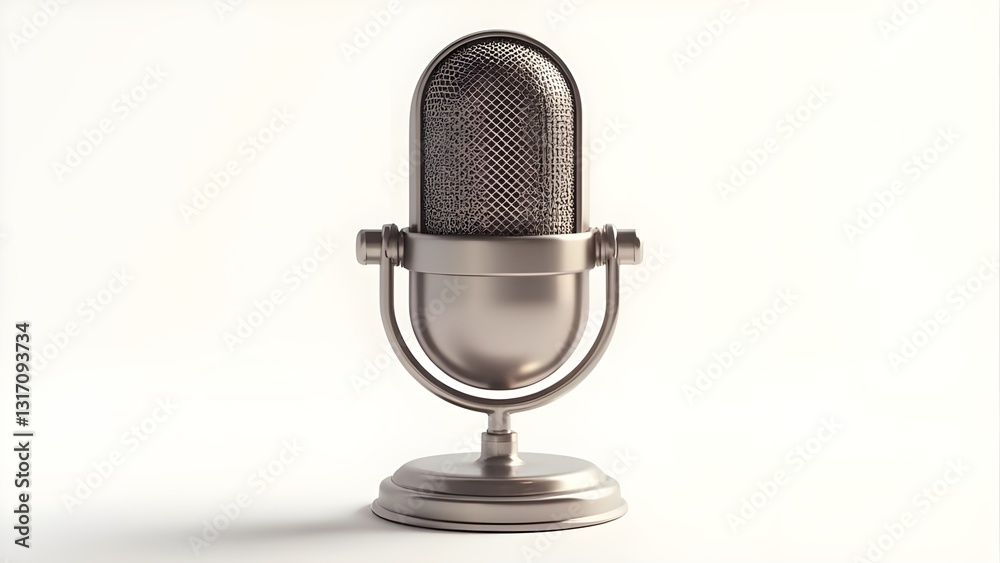 3D Retro Microphone Icon for Podcasting, Radio, and Voice-Over Production 3D Retro Microphone Icon for Podcasting, Radio, and Voice-Over Production