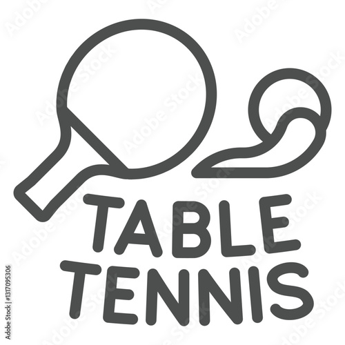 Tennis rackets and flight ball line icon, tennis concept. Vector graphics. Table tennis text sign on white background, outline style icon for mobile or web design.