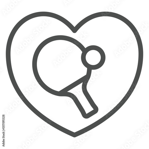 Tennis rackets and flight ball line icon, tennis concept. Vector graphics. Table tennis text sign on white background, outline style icon for mobile or web design.