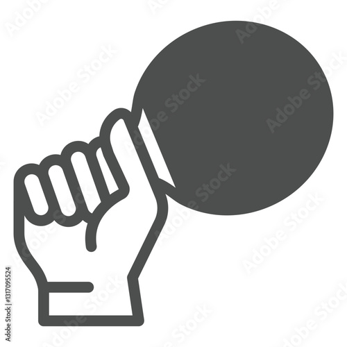 Hand with racket solid icon, table tennis concept. Vector graphics. Tennis player hand sign on white background, glyph style icon for mobile or web design.