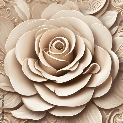 Porcelain Perfection: Sculptural Rose Relief