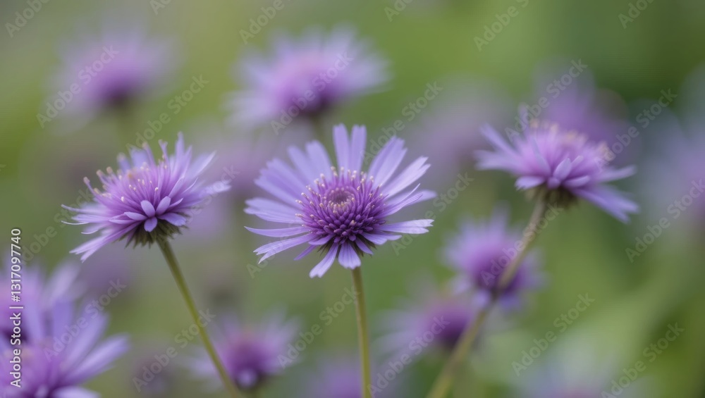 Close-Up of Vibrant Purple Flowers in Bloom Among Lush Green Background in a Natural Garden Close-Up of Vibrant Purple Flowers in Bloom Among Lush Green Background in a Natural Garden