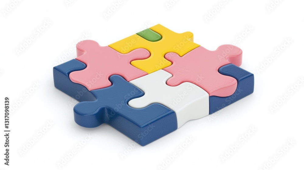 Fototapeta premium Colorful Puzzle Pieces Arranged on a White Background