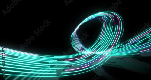 Abstract neon background. Dynamic glowing green lines flowing. Fantastic and simple wallpaper. 3d rendered image.