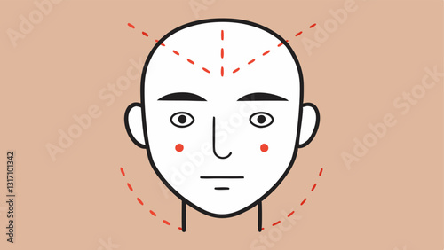 Sketchpad with Outline A sketchpad showing a rough outline of a face with dashes indicating where facial features will be refined.
