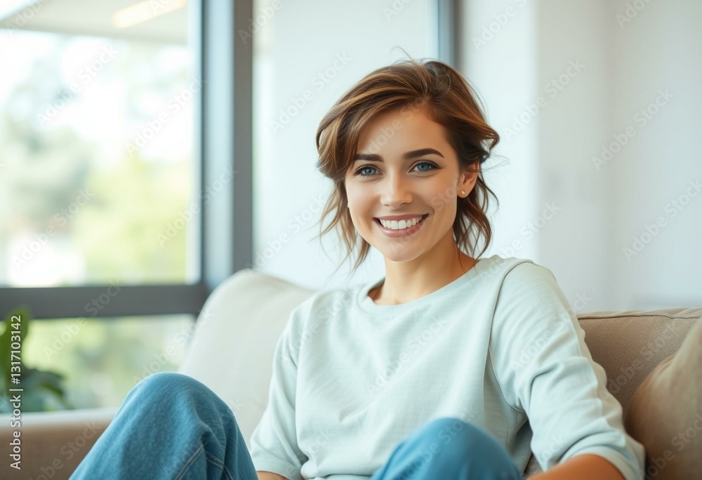 Photorealistic portrait of a woman through a window Photorealistic portrait of a woman through a window