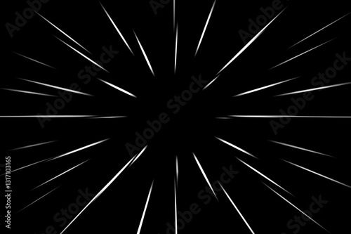 Abstract surface of radial blur zoom in monochrome tones. striking and eye-catching black-and-white background with radial, diverging, converging lines.	