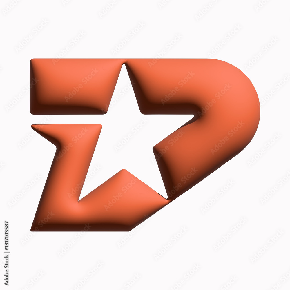 Obraz premium 3D letter D star geometric simple motion logo vector