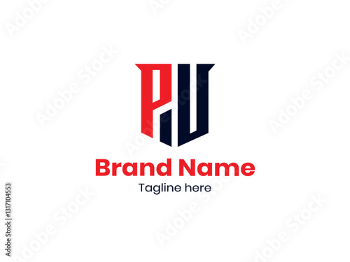PU logotype logo design template. PU letter logo design vector with black and red colors. PU Letter Logo Design. Initial letters UP logo icon.