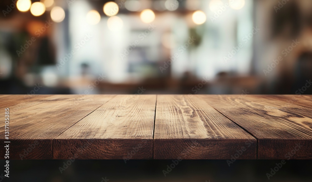 Wooden Table in Restaurant with Blurry Background for Product Mockups Wooden Table in Restaurant with Blurry Background for Product Mockups