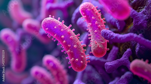 Microscopic view of Acinetobacter baumannii bacteria under a microscope with clean lines and high resolution