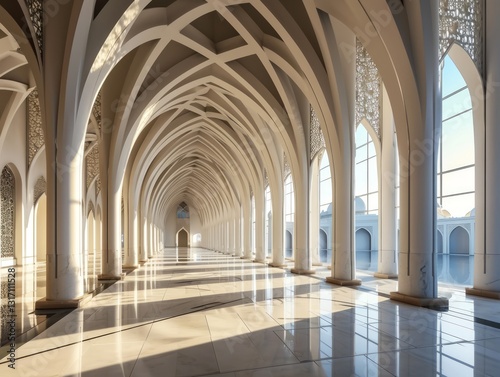 Minimalistic and Clean Image of a Beautiful Muslim Mosque Architecture