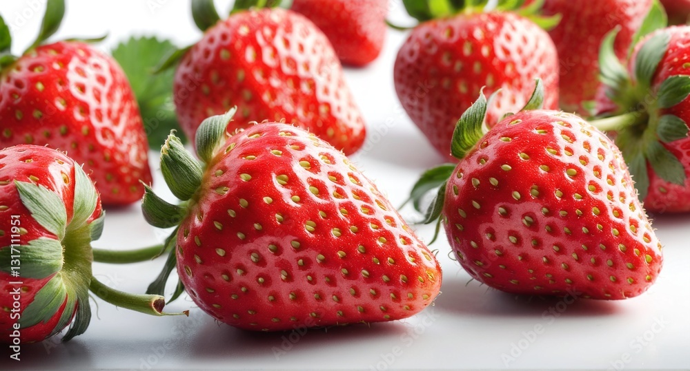 Fresh strawberry fruits on grey background.