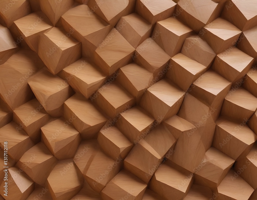 Naklejka premium Modern Wooden Cube Wall Texture Background with Geometric Design