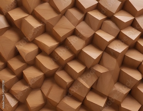 Modern Wooden Cube Wall Texture Background with Geometric Design