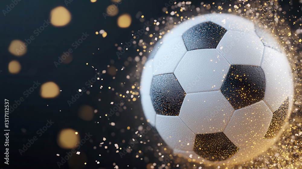 Fototapeta premium Dynamic soccer ball action indoor stadium sports photography dramatic lighting close-up motion concept
