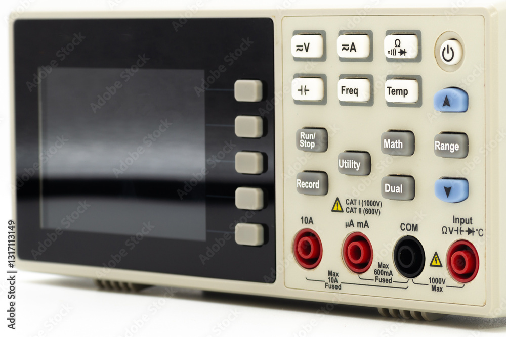 Fototapeta premium Digital multimeter displaying multiple measurement options for electronics testing and diagnostics