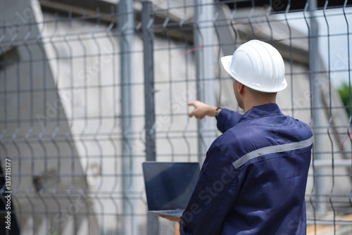 Environmental engineers work at wastewater treatment plants,Water supply engineering working at Water recycling plant for reuse