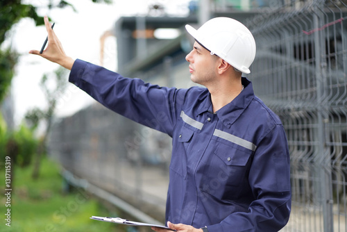 Environmental engineers work at wastewater treatment plants,Water supply engineering working at Water recycling plant for reuse