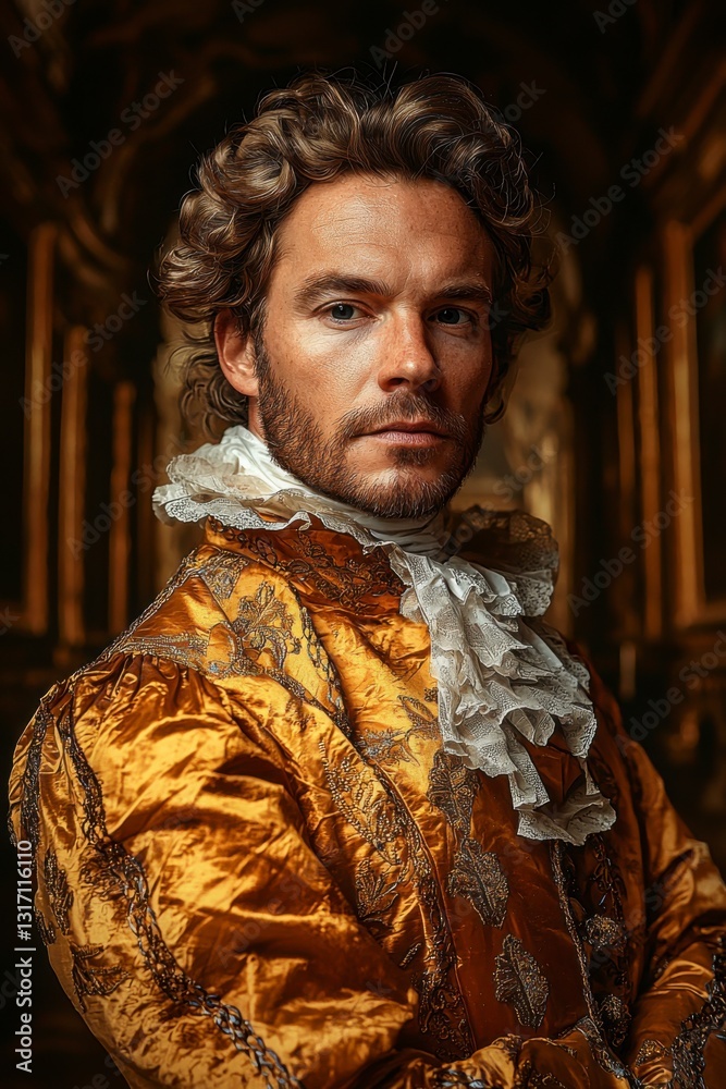 Fototapeta premium Portrait of a Man in 18th-Century Clothing