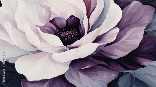 Elegant Close-Up of a White and Purple Floral Arrangement Design
