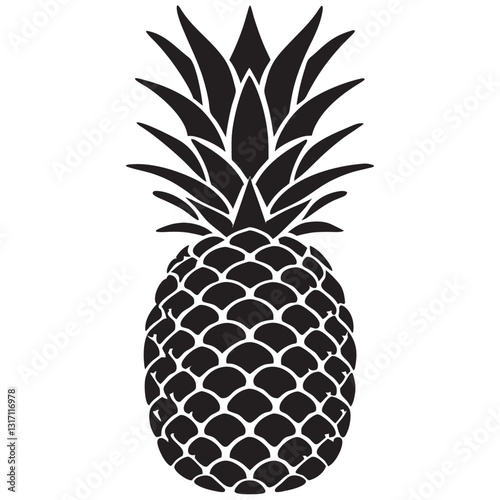 pineapple black silhouette vector llustration on white background