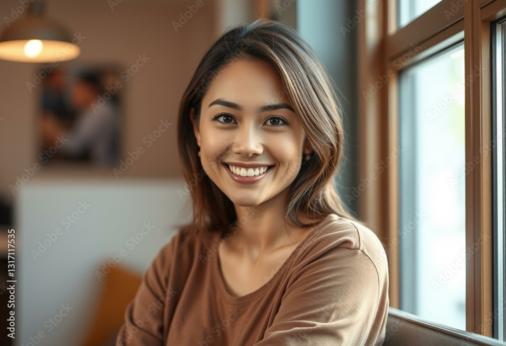 Photorealistic portrait of a female by a window