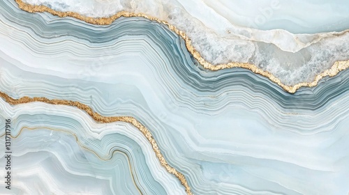 Wallpaper Mural Elegant Light Blue and Gold Marble Background with Wavy Patterns Torontodigital.ca