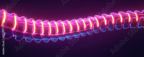Futuristic neon spine illustration representing chiropractic therapy
