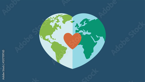 Heart Shaped Earth A globe in the shape of a heart depicting global investments aimed at improving the wellbeing of the planet and its inhabitants.