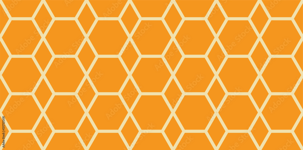 Seamless geometric pattern. Orange abstract background with hexagons, rhombuses, lines. Seamless geometric pattern. Orange abstract background with hexagons, rhombuses, lines.