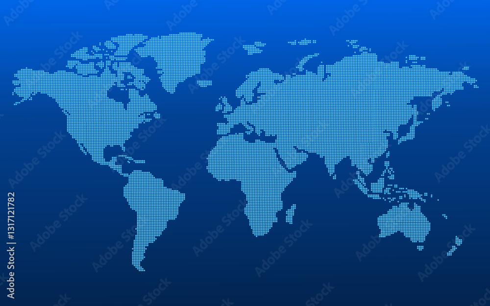 Dotted world map on blue technological background Dotted world map on blue technological background