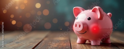 Conceptual image of a piggy bank with a warm radiator, finance, energy efficiency, frugal