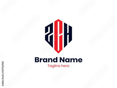 Free Download ZCH letter Polygon logo design. ZCH uppercase monogram logo Red and Black color. Polygon Shape ZCH logo, CHZ logo, CHZ letter, CHZ letter design.  - GFXLoad