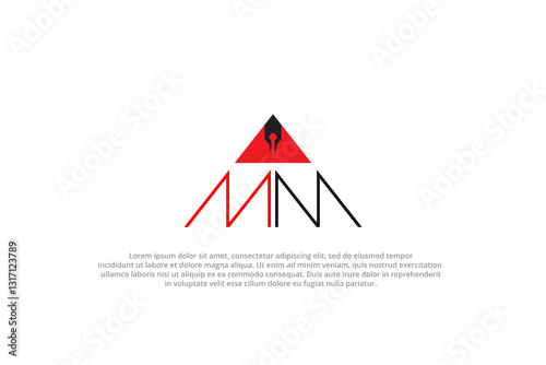 double letter m pen bezier ink logo