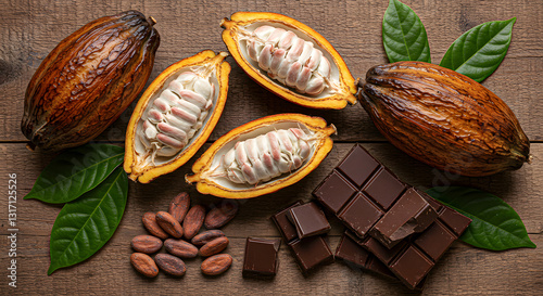 Theobroma Cacao, Brazilian fruit, Chocolate, Generative AI photo