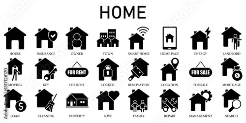 Set of Home Icons or symbols Vector fully editable file.