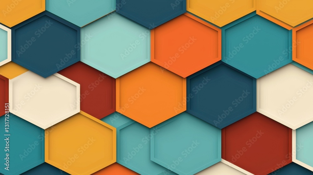 Colorful hexagonal pattern with various shades and geometric shapes Colorful hexagonal pattern with various shades and geometric shapes