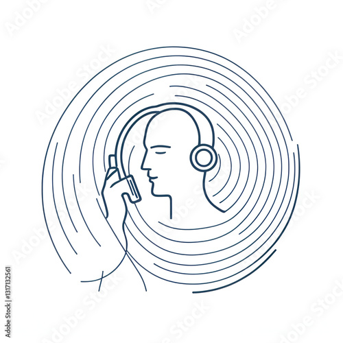 A minimalist illustration of a person talking on the phone, with smooth, flowing lines symbolizing the connection between the speaker and listener