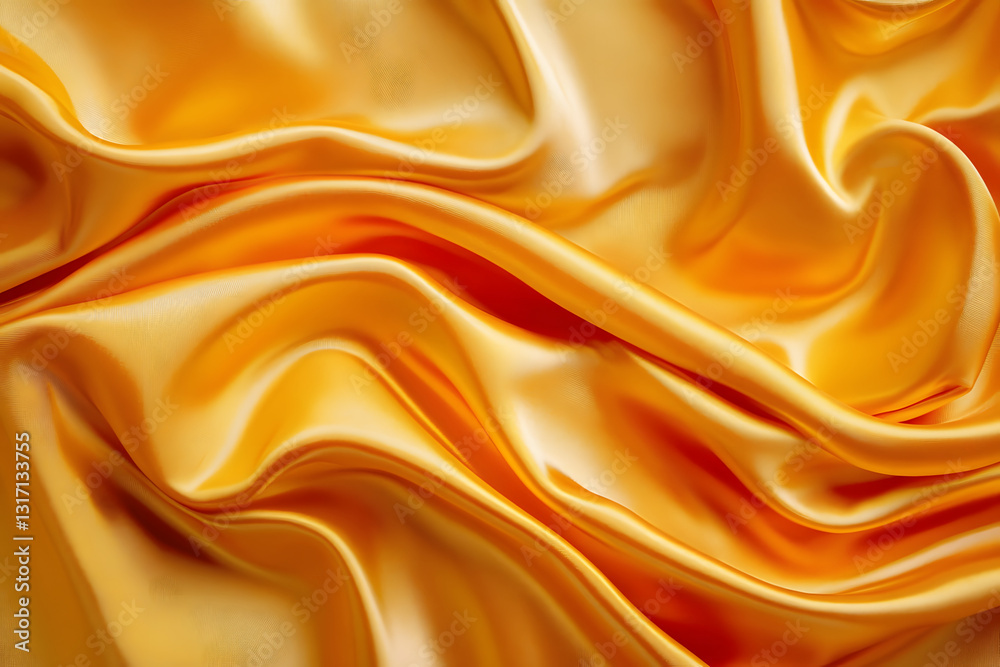 Fototapeta premium Golden Satin Elegance: Luxurious Waves of Silk Fabric