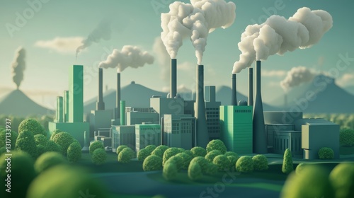 Three dimensional illustration of corporate responsibility in carbon offset strategies for achieving carbon neutrality
