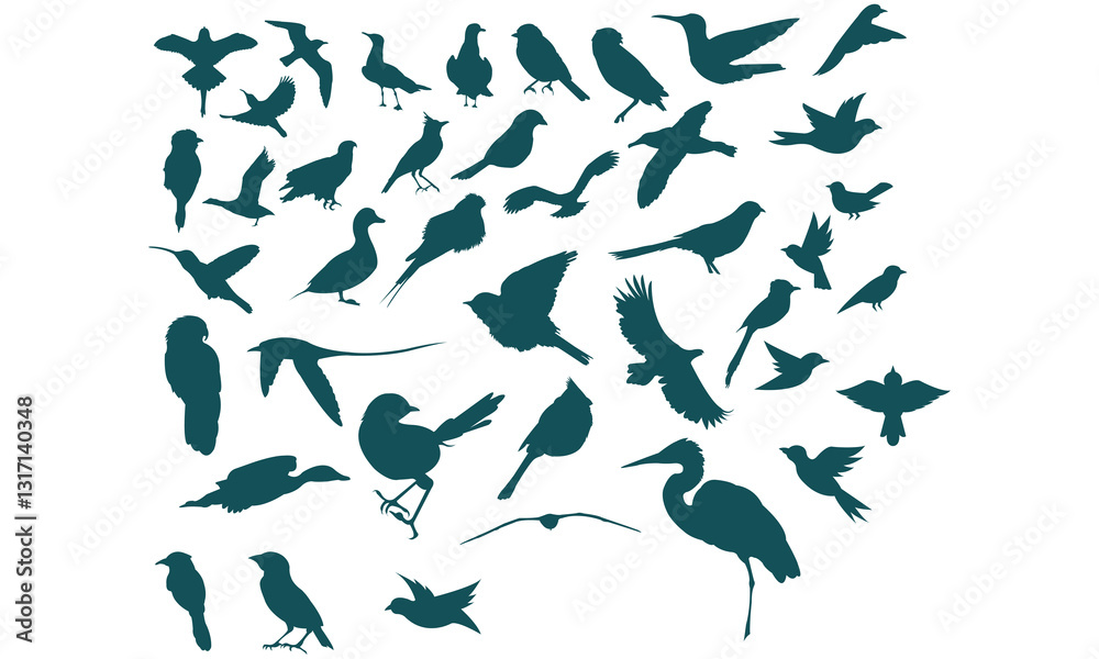 Bird icon,Many birds flying on sky isolated on white background. Bird icon,Many birds flying on sky isolated on white background.
